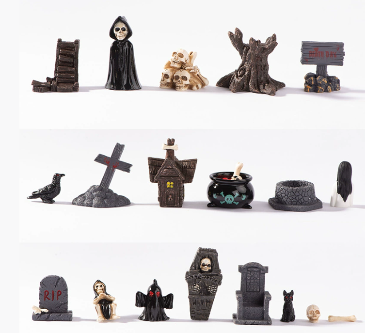 Halloween Resin Decor Set - Spooky Skull & Mummy Figurines for Home and Desktop - Image 6