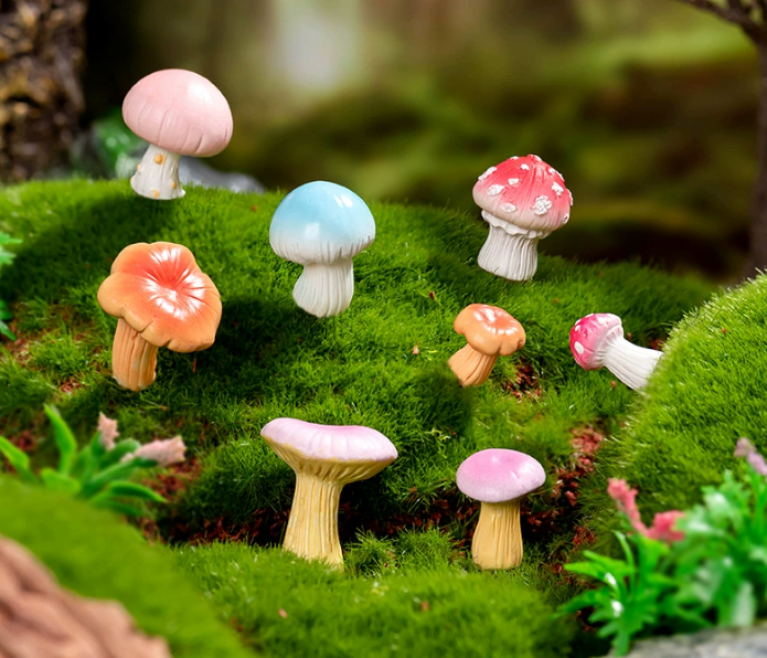 Enchanted Moss Scene Kit - Whimsical Fairy Mushroom Miniatures for DIY Terrarium Decor - Image 3